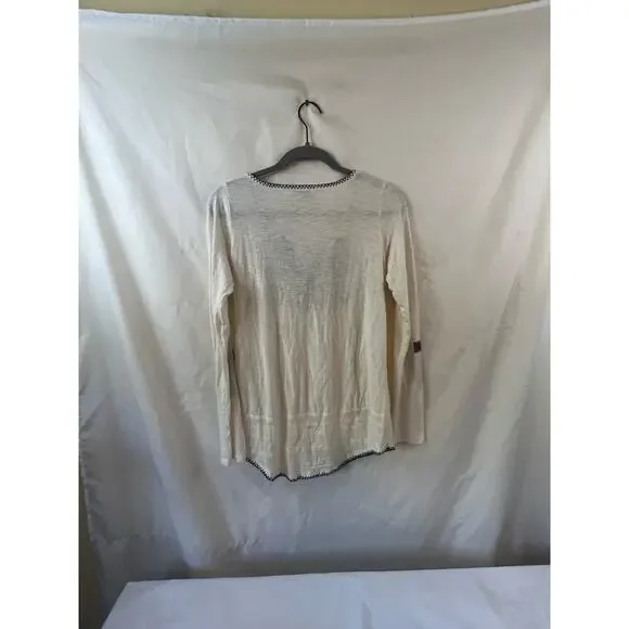 Lucky Brand White Embroidered Long Sleeve Top Size Small - Picture 4 of 4